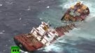 Escombros y aceite de barco encallado contaminan playas de Nueva Zelanda
