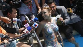 El piscinazo de Sigrid Alegría en el Festival de Viña 2014 fue uno de los temas que despertó interés en los chilenos.