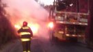 Ataque incendiario terminó con dos camiones destruidos en Lumaco