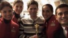 Tripulación de LAN se fotografió junto a ganadores del Oscar