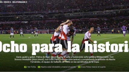 La prensa argentina se rindió a los pies de River Plate tras la histórica goleada