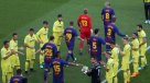 Villarreal reconoció al campeón Barcelona con un pasillo antes de su encuentro en el Camp Nou