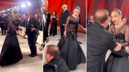   El valorable gesto de Lady Gaga con fotógrafo que se cayó en la alfombra roja de los Oscar 
