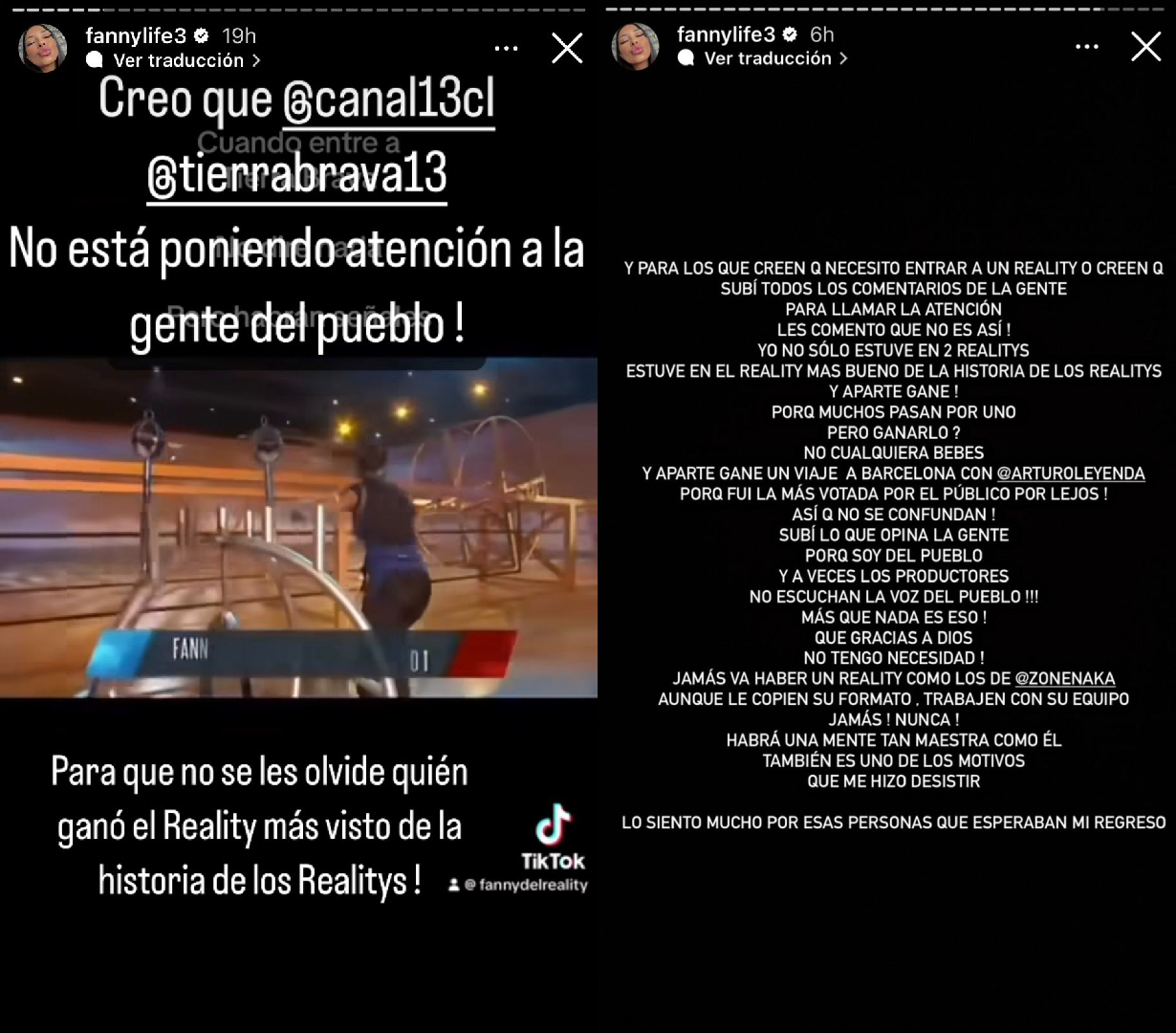 Fanny Cuevas arremetió en Instagram contra Angélica Sepúlveda