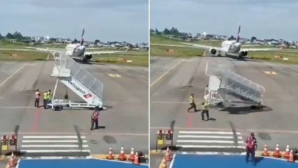   Brasil: Trabajadores aeroportuarios casi mueren aplastados por una escalera de embarque 