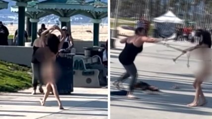   Una mujer desnuda y otra vestida se agarraron a palos en famosa playa de EEUU 