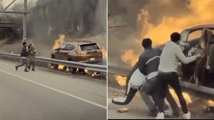   Oportuna ayuda evitó que conductor muriera quemado dentro de su auto 