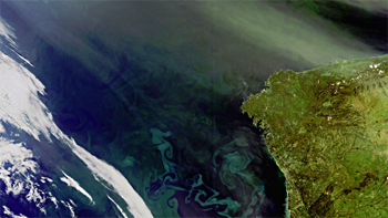 ESA reveló fotografías de la arena del Sahara sobre el Atlántico Norte