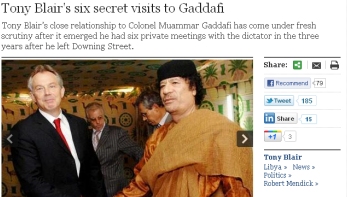  Diario británico aseguró que Blair se reunió en secreto con Gadafi en seis ocasiones 