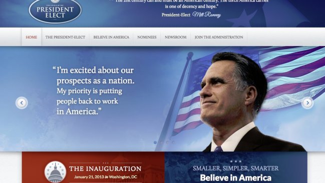 Blog divulgó sitio web preparado por Romney para celebrar su triunfo