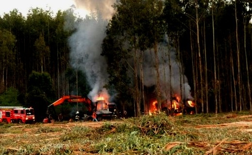 Encapuchados prendieron fuego a camión en La Araucanía