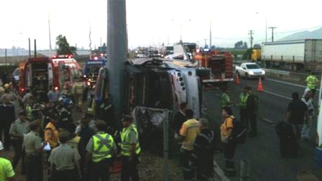 Fatal volcamiento de un bus en Mostazal