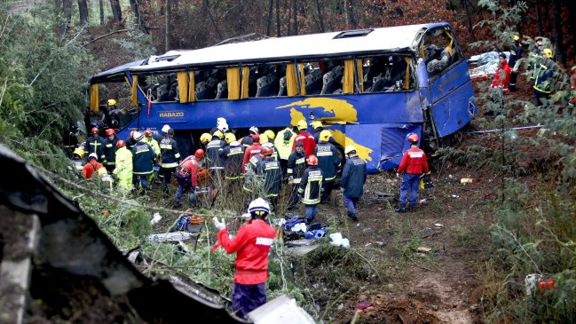 Autobús cayó a un barranco en Portugal