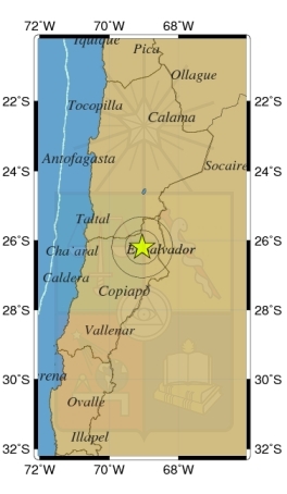 Sismo de magnitud 4,4 en escala Richter afectó a la Región de Atacama