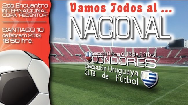 Selecciones gay de futbol de Uruguay y Chile jugarán en el Estadio Nacional