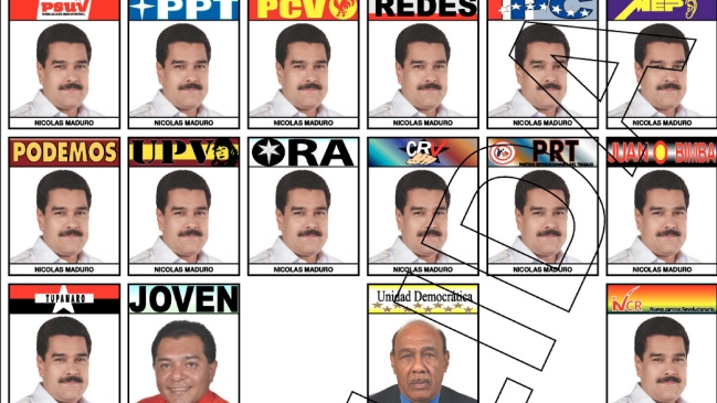 Maduro aparece 14 veces en la boleta electoral para presidenciales