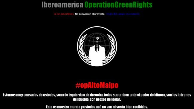 Anonymous inició hackeo por proyecto Alto Maipo