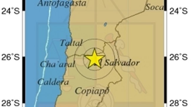 Sismo se percibió en regiones de Antofagasta y Atacama