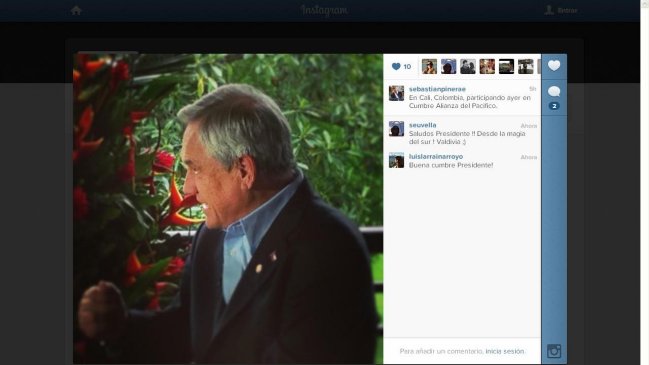 Presidente Piñera estrenó su cuenta en Instagram