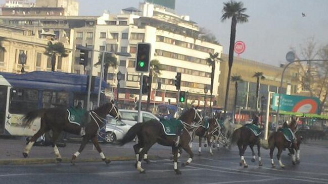 Caballos prófugos de Carabineros causaron sorpresa en el centro de Santiago