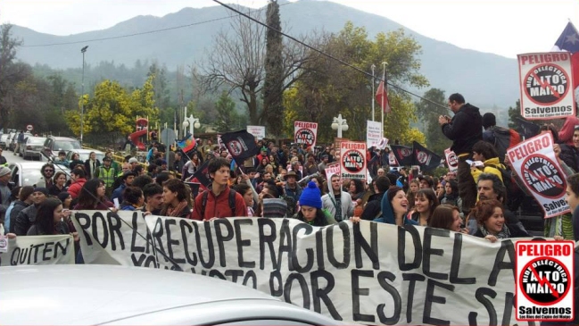 Vecinos protestaron por construcción de central hidroeléctrica Alto Maipo