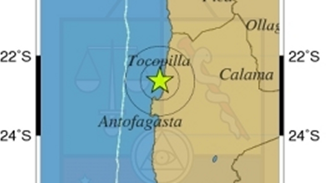 Temblor leve se registró en la Región de Antofagasta