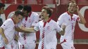 Sevilla goleó a Slanks de Polonia por la Europa League con Bryan Rabello en cancha