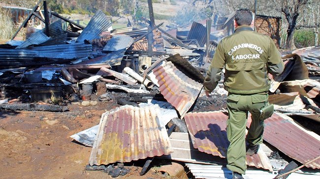 Casa patronal fue quemada por desconocidos en Ercilla
