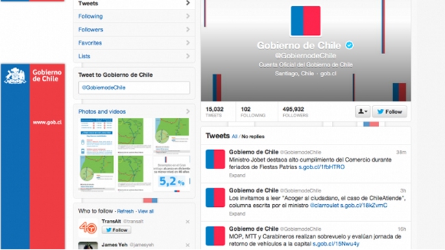 Cuenta de Twitter del Gobierno de Chile es más popular que la Casa Blanca