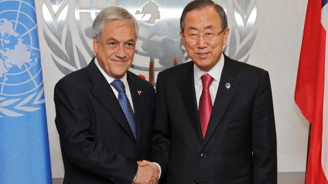 Ban Ki-moon agradeció a Piñera el activo papel de Chile en la ONU