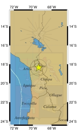 Sismo de 4,9 Richter afectó a la Región de Arica y Parinacota