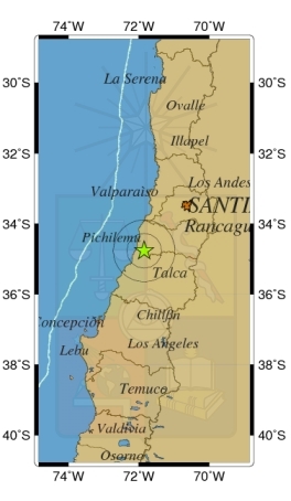 Temblor remeció a las regiones de O'Higgins y el Maule