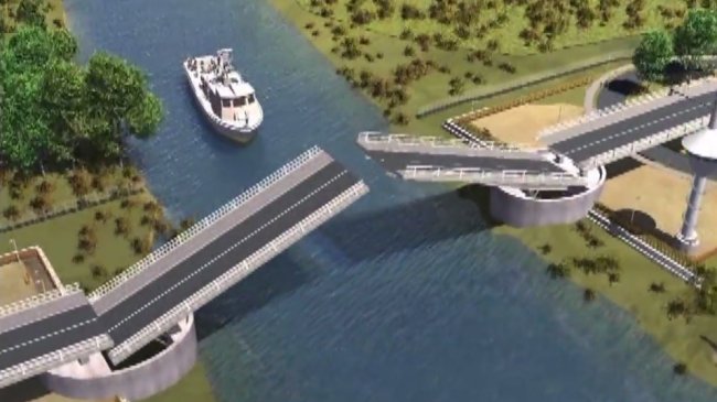 Primer puente basculante de Chile tiene sus brazos instalados al revés