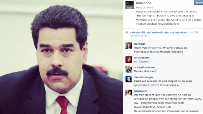 Madonna arremetió contra Nicolás Maduro en Instagram