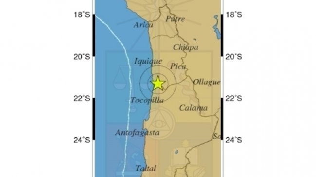 Sismo 4,5 Richter afectó a las regiones de Tarapacá y Antofagasta