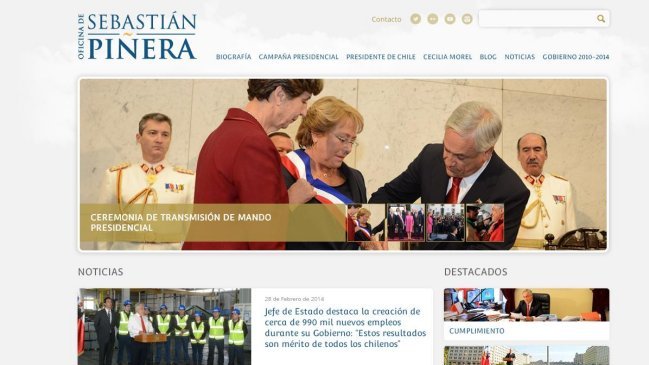 Este es el nuevo sitio web de Sebastián Piñera