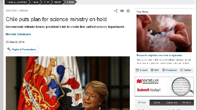 Revista científica lamentó que Chile detuviera creación del Ministerio de la Ciencia