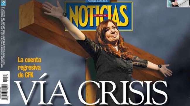 Polémica genera portada de revista con Cristina Fernández crucificada