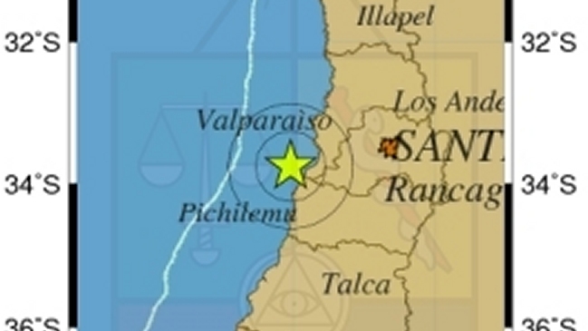 Sismo de magnitud 4,2 Richter afectó a las regiones de Valparaíso y O'Higgins