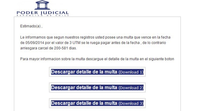 Poder Judicial alertó sobre falso correo electrónico de cobranza