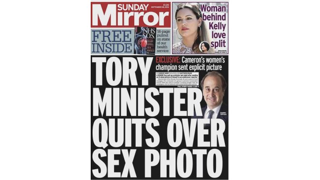 Ministro británico dimitió tras saber que diario publicaría fotos íntimas