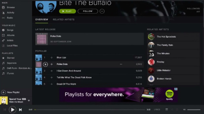 Spotify se actualiza e incluye letras de canciones