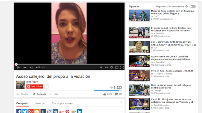 Joven argentina denunció por Youtube acoso callejero
