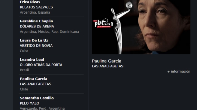 Paulina García, nominada a Mejor Actriz en los Premios Platino