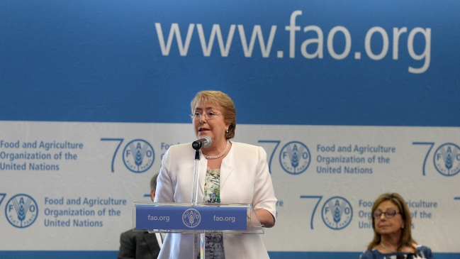 Bachelet destacó en la FAO compromiso de Chile contra el hambre, la pobreza y la injusticia