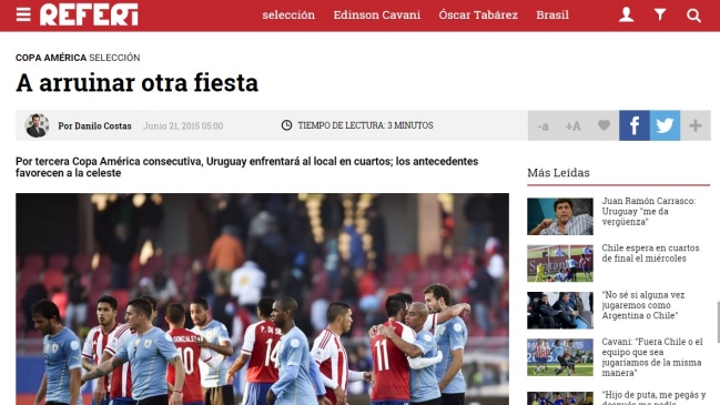 Medios uruguayos y duelo con Chile: 