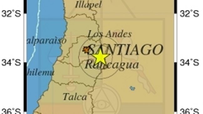Sismo de menor intensidad afectó a Regiones Metropolitana y de O'Higgins