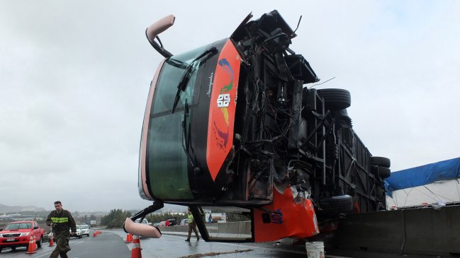 Bus volcó en la Ruta 68: Dos heridos graves