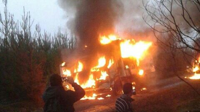 Ataque incendiario contra camiones se registró en Malleco