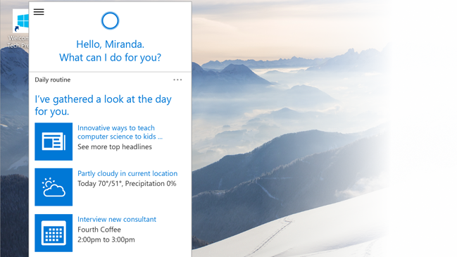 Las bondades de Cortana, el asistente de voz de Windows 10